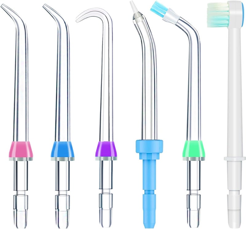 Hwxtoxy Replacement Tips for Waterpik, Water Flosser Replacement Heads Parts for Waterpik Oral Irrigator, 6 Tips Different & Storage Case Bundle - Image 1